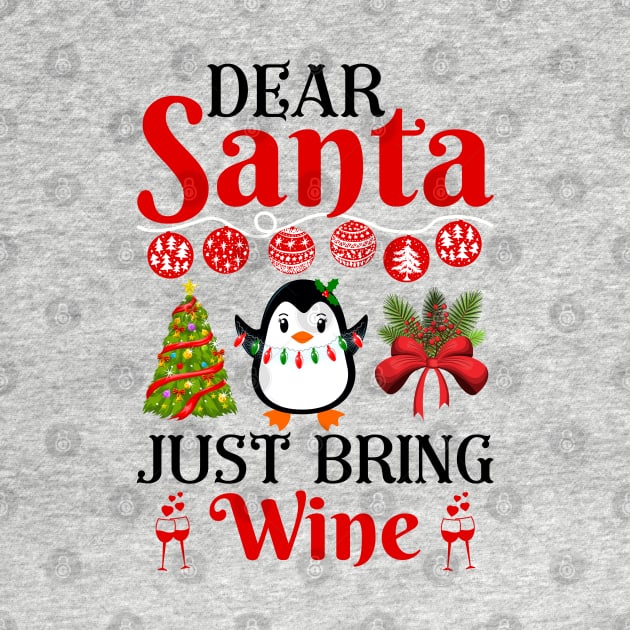 Dear Santa bring me wine funny christmas humour snow retro by SpaceWiz95